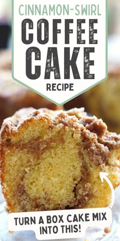 Easy coffee cake recipe using box cake mix Lausd Coffee Cake, Cake Mix Coffee Cake, Cinnamon Swirl Coffee Cake, Easy Coffee Cake, Cinnamon Cake Recipes, Boxed Cake Mixes Recipes, Coffee Cake Recipes Easy, Cake Mix Desserts, Coffee Cake Recipe