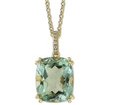 An elegant cushion-cut green quartz is accented with sparkling accent diamonds in this chic pendant necklace from Effy. Rose Gold Wedding Bands, Rose Gold Engagement, Green Quartz, Pink Amethyst, Gold Sunglasses, Engagement Ring Wedding Band, Quartz Necklace, Watch Necklace, Morganite