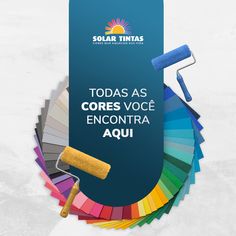 an advertisement for the solar tintass color scheme with paint colors and a roller