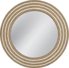 a round mirror that is made out of rope and has an oval design on it