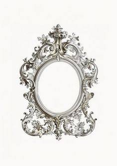 an ornate silver frame on a white background