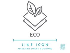 the eco line icon is shown in grey and green colors, with leaves on it