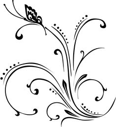 a black and white drawing of a flower with swirls on the petals, which are drawn