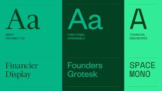 some type of font that is green and black with the letters aa, f, e,