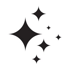 three black and white stars on a white background