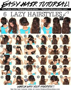 Easy Lazy Hairstyles, Easy Hairstyles For School, Hair Videos Tutorials, Everyday Hairstyles, Hairstyles For School, Hair Dos