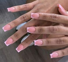 Nails Pink French Tip, French Tip Set, Nails Pink French, Pink French Tip, Overlay Nails, 2023 Pink, Colored Acrylic Nails