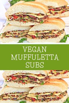 Vegan Muffuletta Subs ~ Italian deli-style olive mix, including three varieties of chopped olives, pickled veggies, roasted red peppers, capers, garlic, and herbs, layered with vegan cheese and pressed between thick slices of sub bread for a flavorful meat-free spin on the New Orleans classic! Vegan On The Go, Wraps Vegetarian, Veggies Roasted, Muffuletta Sandwich, Vegan Mediterranean, Pickles Recipe, Vegan Summer Recipes, Italian Deli, Vegan Sandwiches