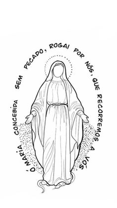 the virgin mary in black and white with words above it that read, jesus rosai po