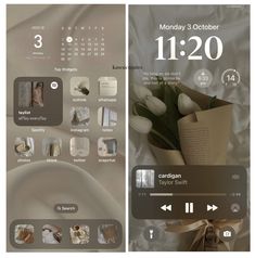 an image of a mobile phone screen with flowers and calendars on the front, and in the back