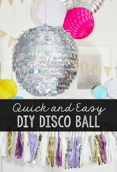 diy disco ball hanging from the ceiling