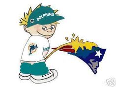 a drawing of a boy holding a flag with the word dolphins on it, and another kid wearing a baseball cap