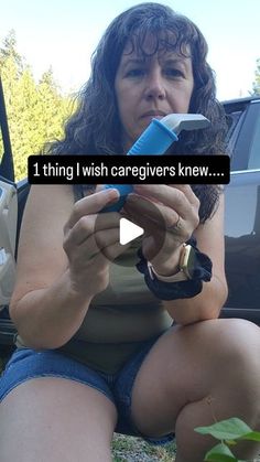 a woman sitting on the ground with a toothbrush in her mouth and texting that reads, i think i wish caregivers knew