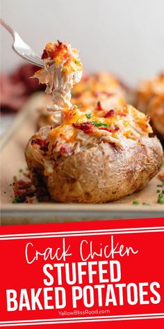 Chicken Over Baked Potatoes, Baked Potatoes Main Dish, Rotisserie Chicken Baked Potato, Twice Baked Chicken Potatoes, Bacon Wrapped Baked Potato, Meat Stuffed Baked Potatoes, Chicken Stuffed Potatoes Recipes, Baked Potato As A Meal, Chicken Baked Potato Recipes