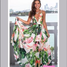 Meghan La White Tropical Print Plunging V Neck Cross Back Floral Maxi Dress Size S, Small Color- White, Multi Msrp $398 Sold Out Online Good Preowned Condition. There Are A Few Snags In The Fabric. See All Pics. Offers Welcome. No Trades. Back Zip Closure Lined Hawaii, Hawaiian, Tropical, Beach, Resort, Vacation, Wedding, Gypsy, Hippie, Sundress, Brunch, Festival, Cute, Fun, Trendy, Sexy, Hot, Modern, Contemporary, Boho, Bohemian, Fall, Cottagecore, Revolve, Shopbop, Nordstrom, Beach, Island, Vacation, Resort, Coastal, Travel, Concert, Western, Blogger Favorite, Girlie, Girly, Flirty, Victorian, Romantic, Feminine, Garmentory, Net A Porter, Intermix, Aritzia, Classic, Traditional, Modest, Green Floral Maxi Dress, Hawaii Dress, Trendy Dresses Summer, White Flower Dress, Saved By The Dress, Beautiful Maxi Dresses, Tropical Dress, Floral Outfit, Flower Dress