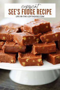 chocolate fudge recipe on a white plate