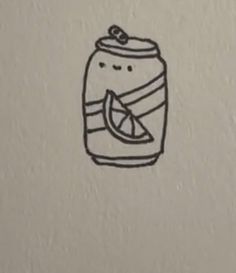 a drawing of a can with a slice of lemon on it