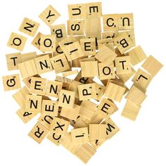 several wooden scrabbles with letters arranged in the shape of squares and rectangles