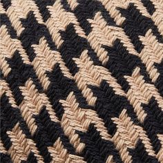 closeup of black and beige woven material