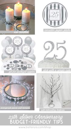 the 25th silver anniversary budget - friendly tips for decorating with candles and plates on display