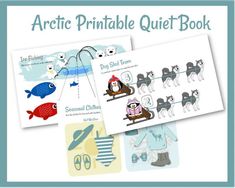 the arctic printable quiet book is open and has pictures of animals, fish, and other things on it