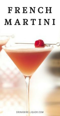 two martinis sitting next to each other on top of a table with the words french martini