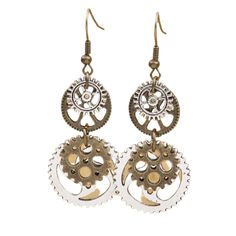 Introducing our exquisite Antique Bronze Gear Steampunk Earrings - the ultimate gift for your special someone These stylish and fashionable earrings are not only a perfect statement piece, but also offer a unique blend of Industrial, Vintage, and Victorian inspiration. Whether it's a birthday, self-gift, or couples gift, these earrings are sure to make a lasting impression. Perfect for Cosplay or Gothic costumes, these earrings effortlessly complete your outfit, showcasing your love for steampun Gear Earrings, Gothic Costume, Steampunk Earrings, Style Steampunk, Steampunk Sunglasses, Steampunk Gears, Metal Spring, Industrial Vintage, Men Earrings