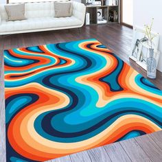 a living room area rug with an abstract design