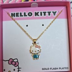 Charming Hello Kitty Pendant On A Gold Chain. Perfect For Fans. Jewelry Hello Kitty, Real Gold Necklace, Cat Pendants, Gold Chain, Gold Chains, Womens Jewelry Necklace