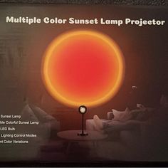 an advertisement for the multi - color sunset lamp project on display in a store window