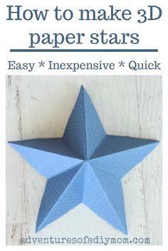 an origami star with text overlay that says how to make 3d paper stars