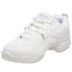 a women's white tennis shoe with mesh detailing and laces on the outs