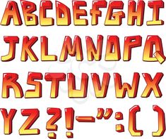 the letters and numbers are red with yellow highlights on each letter, including one that has been