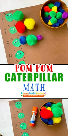 pom pom caterpillar math game for kids