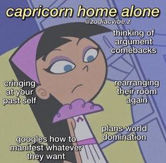 an image of a cartoon character with the caption'capricon home alone '