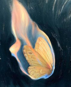 a painting of a butterfly flying in the air