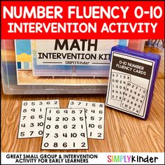 the number flueny 0 - 10 addition activity is shown in front of a box