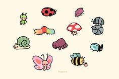 a group of different types of bugs and caterpillars