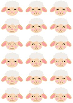 the faces of sheep are shown in different colors and sizes, including pinks, oranges