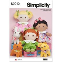 an image of dolls and stuffed animals on the cover of a magazine called simplicity