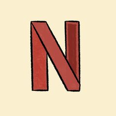 the letter n is drawn in red on a beige background