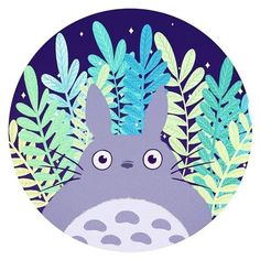 an image of a totoro surrounded by plants