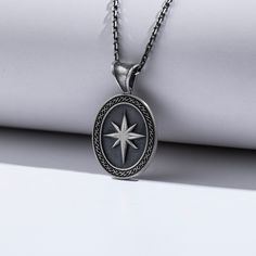 Our North Star Unique Oxidized Sterling Silver Pendant Necklace is a gorgeous, dainty star shape that can be engraved with any name or word. Whether you wear it on your necklace, bracelet or keychain, it will bring beauty to your everyday life. The perfect gift for any occasion! This piece is crafted from high quality sterling silver and features a delicate hand polished finish. The North Star is a symbol of guidance and navigation. It guides us when we are lost, which makes it the perfect gift North Star Jewelry, Vintage Silver Jewelry With Star Charm, Vintage Star Necklace For Gift, Men’s Jewellery, Symbolic Star-shaped Engraved Necklaces, Vintage Silver Star Of David Jewelry, Silver Star-shaped Necklace With Compass Design, Engraved Compass, Star Necklace Silver