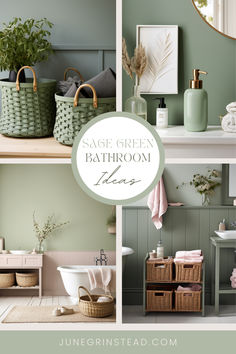 Green Baskets, Sage Green Soap Dispenser, Pink & Sage Green Bathroom, White Roll Top Bath, Bathroom Storage Baskets Bathroom Decor Ideas Sage Green, Sage Green Small Bathroom Ideas, Sage Powder Room Ideas, Green And Wood Bathroom Decor, Guest Bathroom Green, Soft Green Bathroom Ideas, Sage Green Bathrooms Ideas, Jade Green Bathroom Ideas, White And Sage Bathroom