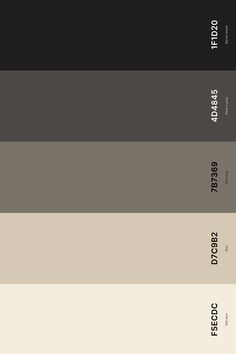 the color scheme for an interior paint swatch in shades of gray, beige and black