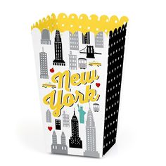 a new york gift bag with the words new york printed on it's front