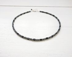 Rutilated Quartz Necklace, Black Cube, Cooler Style, Cube Beads, Hematite Stone, Necklace Beaded, Necklace For Men, Style Noir, Black Necklace