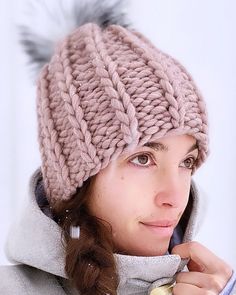 This luxurious 100% Peruvian wool toque will keep you warm and looking stylish all season Pompom Beanie, Slouch Beanie, Handmade Kids, Knitting For Kids, Pom Pom Hat, Knit Fashion, Handmade Knitting, Bubblegum Pink, Knit Hat