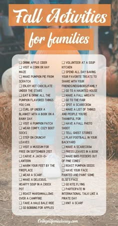 fall activities for families with text overlay