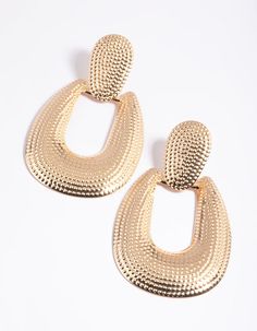 Description
  Jump on the texture trend with these gold, textured drop earrings! Detailed with a delicate dotted pattern, they add a slight edge to your typical, chunky gold pieces. 
  Drop: 6.4cm 
 End Description Lovisa Earrings, Window Writing, Slight Edge, Dot Earrings, Gold Dot, Dot Texture, Gold Dots, Lip Brush, Gold Piece